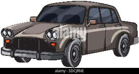 Brown vintage sedan car in clean cartoon vector style with simple shading and highlights Stock Vector