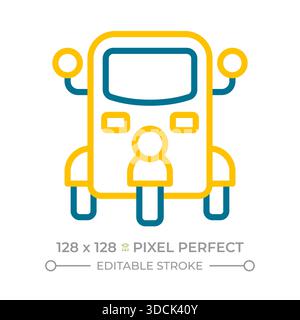 Tuk tuk pixel perfect two color line icon Stock Vector