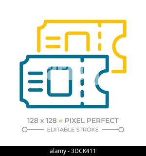 Tickets pixel perfect two color line icon Stock Vector