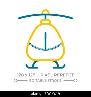 Helicopter pixel perfect two color line icon Stock Vector