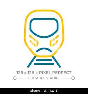 High speed rail pixel perfect two color line icon Stock Vector