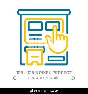 Ticket machine pixel perfect two color line icon Stock Vector