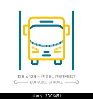 Bus lane pixel perfect two color line icon Stock Vector