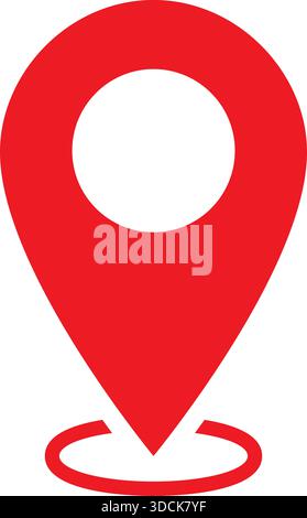 Red pin marker with base ring shadow. GPS map marker symbol. Location map icon Stock Vector