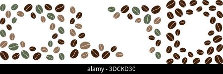 Rectangular and Corner Frame border Made of Coffee Beans Copy space Template Coffee Day Big Set idea. Isolated Vector illustration Coffee Themed Card Menu decor Banner, leaflet, label, media post, tag Stock Vector