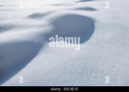 Close-up of pure white snow surface. Bumpy texture with soft shadows, perfect for winter, Christmas, and nature backgrounds. Winter and snow texture Stock Photo