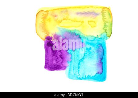 Vibrant Watercolor Squares Splashes and Paint Ink Stock Photo