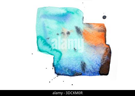 Vibrant Watercolor Squares Splashes and Paint Ink Stock Photo