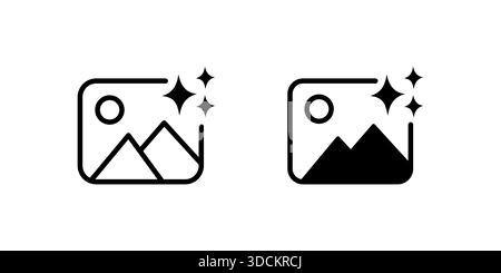 Ai photo generate icon. AI image generator tool icon. AI image creation icon. Vector illustrations Stock Vector