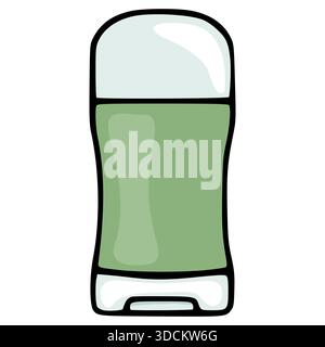 Simple vector illustration of a green solid deodorant stick with a light blue cap and base, presented in a clean, minimalist style. Stock Vector