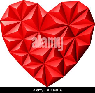 Triangle Mosaic Pattern Heart on Valentine's Day, vector isolated on white background Stock Vector