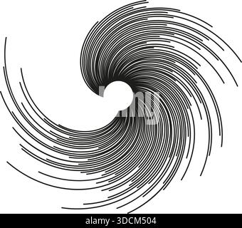 Very long irregular rays form a vortex with one quarter of the rays missing. Stock Vector