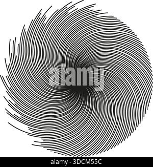 Long irregular rays form a vortex covering half of the circle. Stock Vector