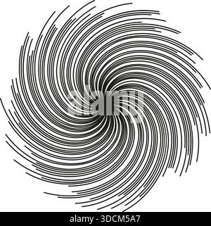 Long, irregular rays form a vortex radiating outward from an empty center in a circular shape. Stock Vector