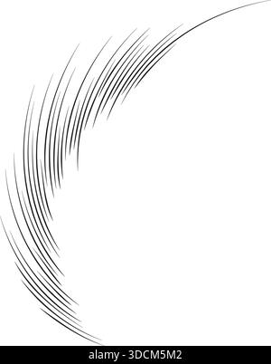 Irregular rays form a swirling pattern that occupies a quarter of a circular shape. Stock Vector