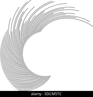 Irregular rays create a swirling pattern that occupies a quarter of a semi-circle shape. Stock Vector