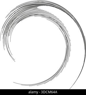 Irregular rays form a swirling pattern inside a semicircle, tapering toward the end. Stock Vector
