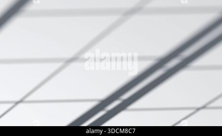 Abstract window sashes shadow falling background, 3d rendering. Sunlight silhouette playing game on wall background. Blurred striped windows blinds fo Stock Photo