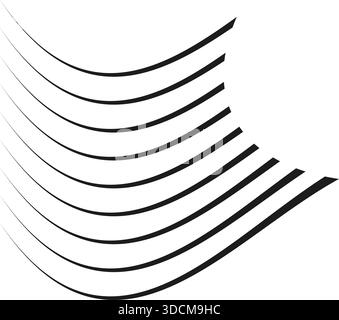 Curved parallel lines arranged irregularly, creating a free-form flowing structure. Stock Vector