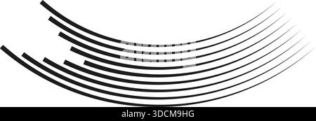 Curved lines arranged irregularly with uneven ends creating dynamic visual motion. Stock Vector