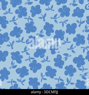 Seamless pattern with hand drawn meadow bold flowers in Christmas color combinations Stock Vector