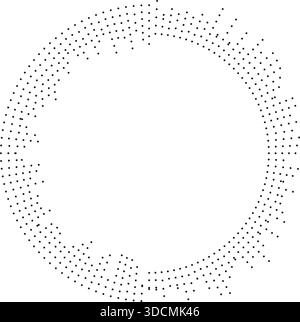Circular texture formed by irregular dotted rays radiating from both inside and outside, leaving an empty center. Stock Vector