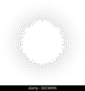 Circular texture featuring irregular dotted rays, tapering outwards from both ends, with a small center space. Stock Vector