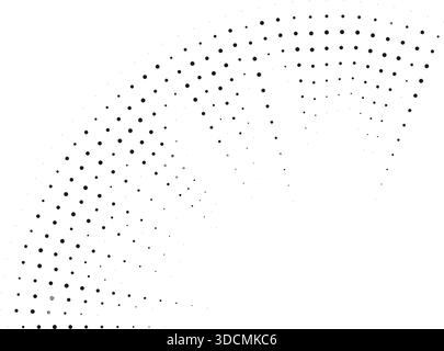 Circular texture featuring irregular dotted rays forming only a quarter of the circle. Stock Vector