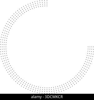 Circular texture with short dotted rays, one quarter missing, leaving space in the center. Stock Vector