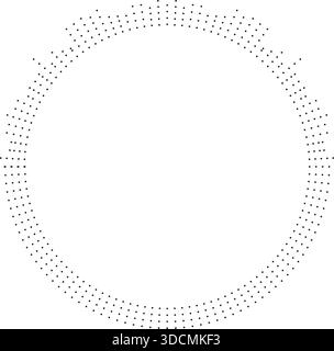 Circular texture featuring short dotted rays, radiating across half of the circle in irregular spacing. Stock Vector