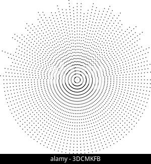 Circular texture with long dotted rays radiating across only half of the circle in irregular lengths. Stock Vector