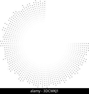 Circular texture featuring irregular dotted rays tapering toward the center, with one quarter missing. Stock Vector