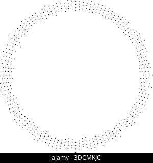 Circular texture with irregular dotted rays, radiating from both inside and outside, leaving a large empty space in the center. Stock Vector
