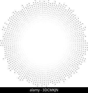 Circular texture with irregular dotted rays tapering toward the center, featuring an empty space at the core. Stock Vector