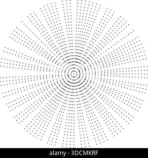 Circular dotted rays radiating uniformly from the center, forming a geometric abstract texture. Stock Vector