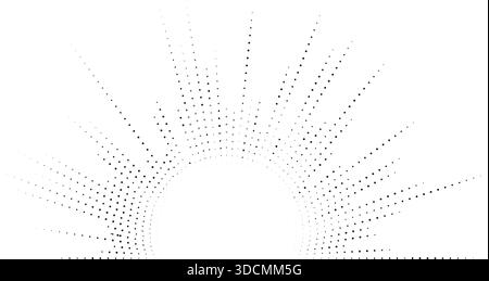 Dotted rays create an irregular radial pattern with a circular center. Stock Vector