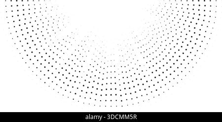 Irregular rays with varying thicknesses form a dotted semicircle. Stock Vector