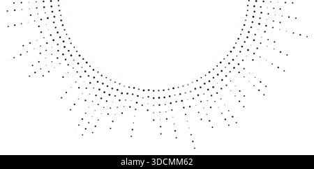 Dotted rays with irregular thicknesses form a large semicircle with an empty center. Stock Vector