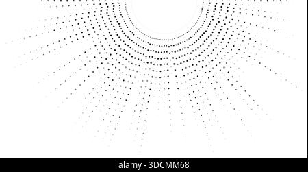Dotted irregular rays form a large semicircular shape resembling a sun. Stock Vector