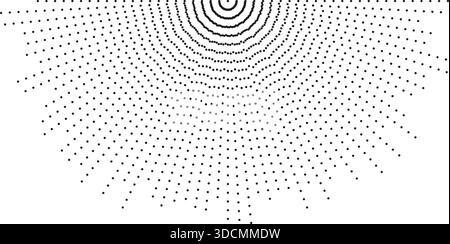 Irregular long dotted rays radiate in a semi-circular shape. Stock Vector