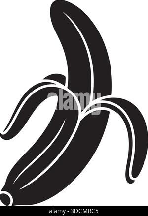 Banana fruit peel silhouette icon simple black vector illustration isolated Stock Vector