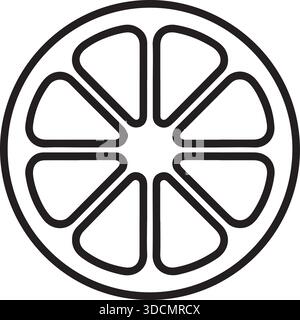 Lemon orange citrus slice outline icon simple fruit logo illustration vector Stock Vector
