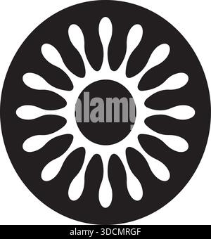 Radiant Sunburst Circle Icon Minimal Abstract Sun Logo Vector Art Stock Vector