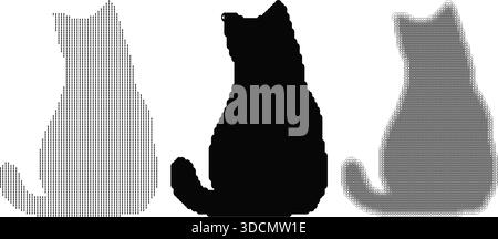 Three graphic cat silhouettes in profile showing unique abstract fill patterns Stock Vector