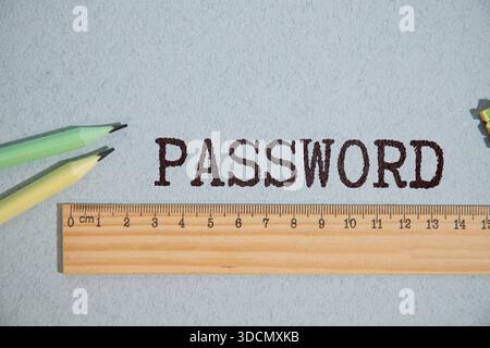 Sticky note with the word "password keyboard. Data protection, password strength concept. Stock Photo
