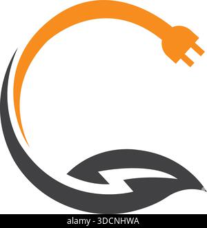 Circular Plug Energy Eco Power Icon Modern Vector Logo Design Template Stock Vector