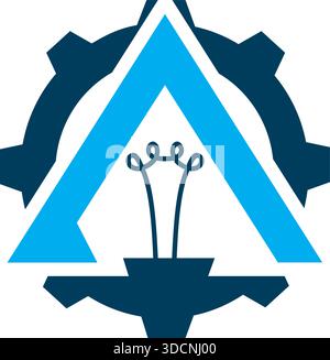 Gear Triangle Technology Engineering Icon Template Modern Vector Logo Design Stock Vector