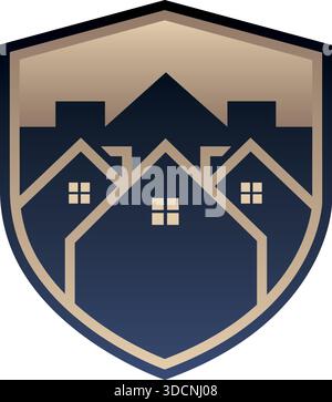 House Shield Real Estate Protection Icon Template Modern Vector Logo Design Stock Vector