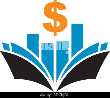 Open Book Dollar Finance Education Icon Modern Vector Logo Design Template Stock Vector