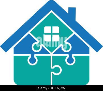 Puzzle House Real Estate Connection Icon Template Modern Vector Logo Design Stock Vector